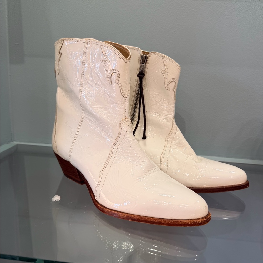 Free People Cream Western Ankle Boots
